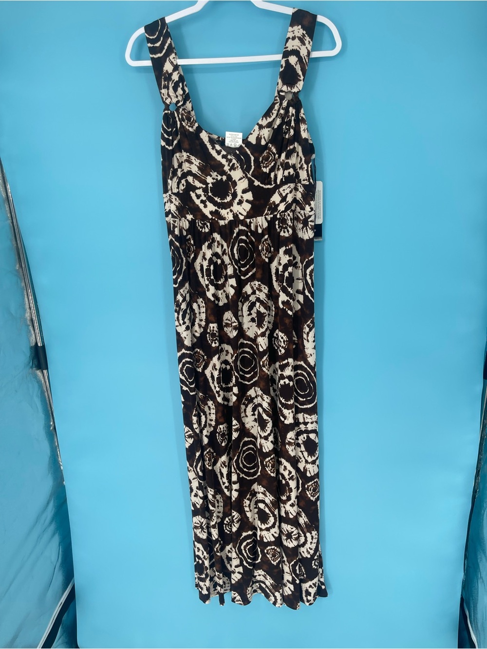 Tiana B. Brown & Cream Patterned Maxi Dress